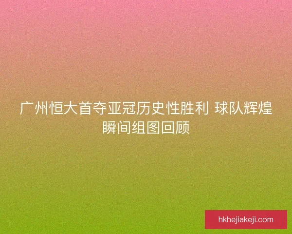 广州恒大首夺亚冠历史性胜利 球队辉煌瞬间组图回顾